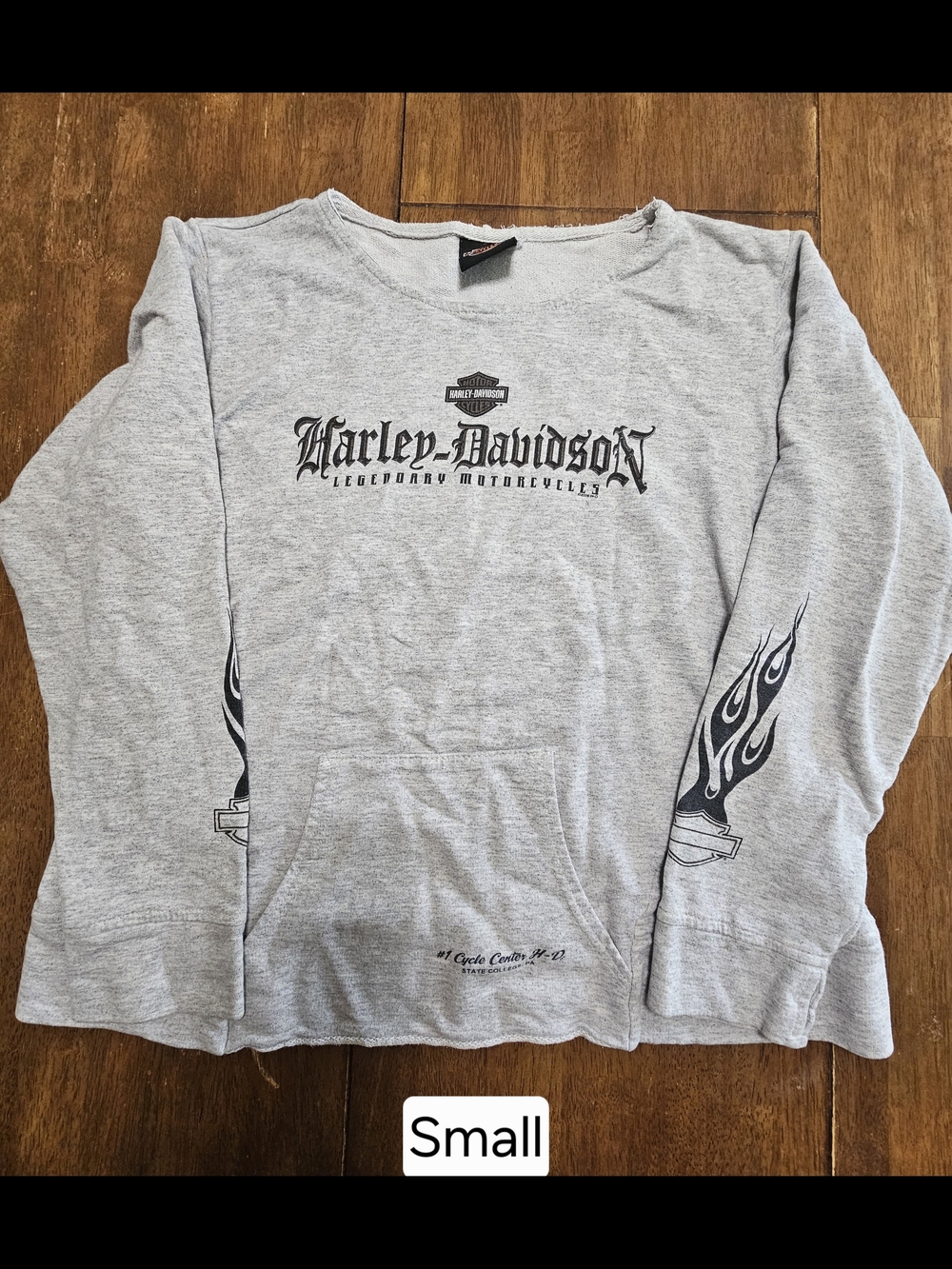 Harley-Davidson Heather Gray Sweatshirt with Flame Sleeves